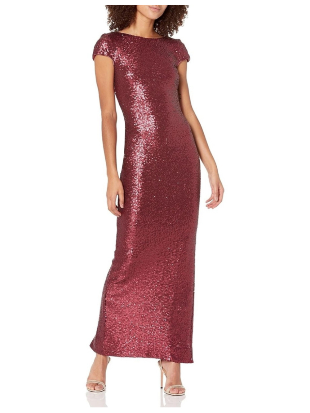 Women's Dress the Population low back Sequin Maxi Dress Burgundy